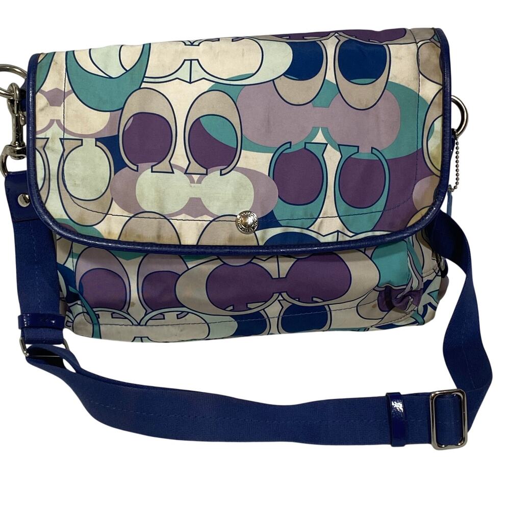 Coach Kyra Daisy Scarf Nylon Crossbody Messenger Bag F18840 Multicolor Large